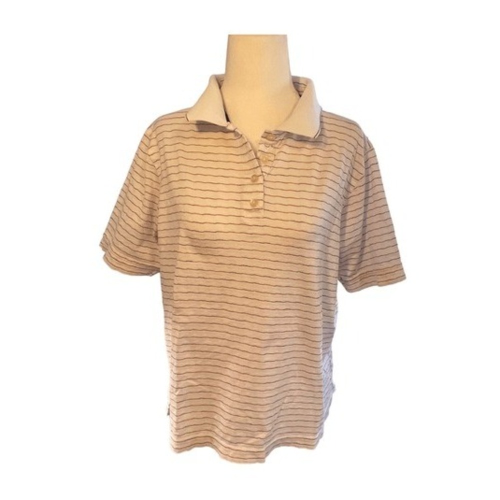 Callaway Golf Collection Polo Shirt White Red Ventilated Striped Knit Short Slee